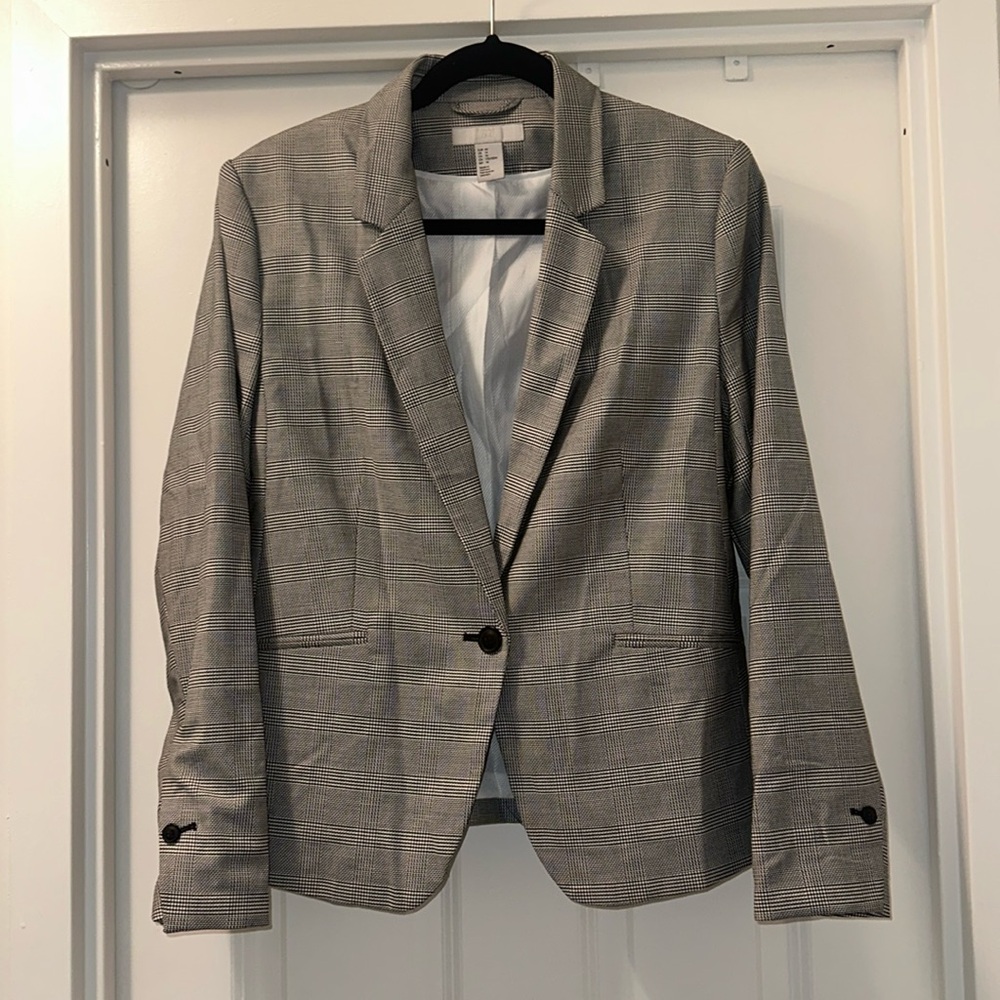 Black and White Plaid Blazer
